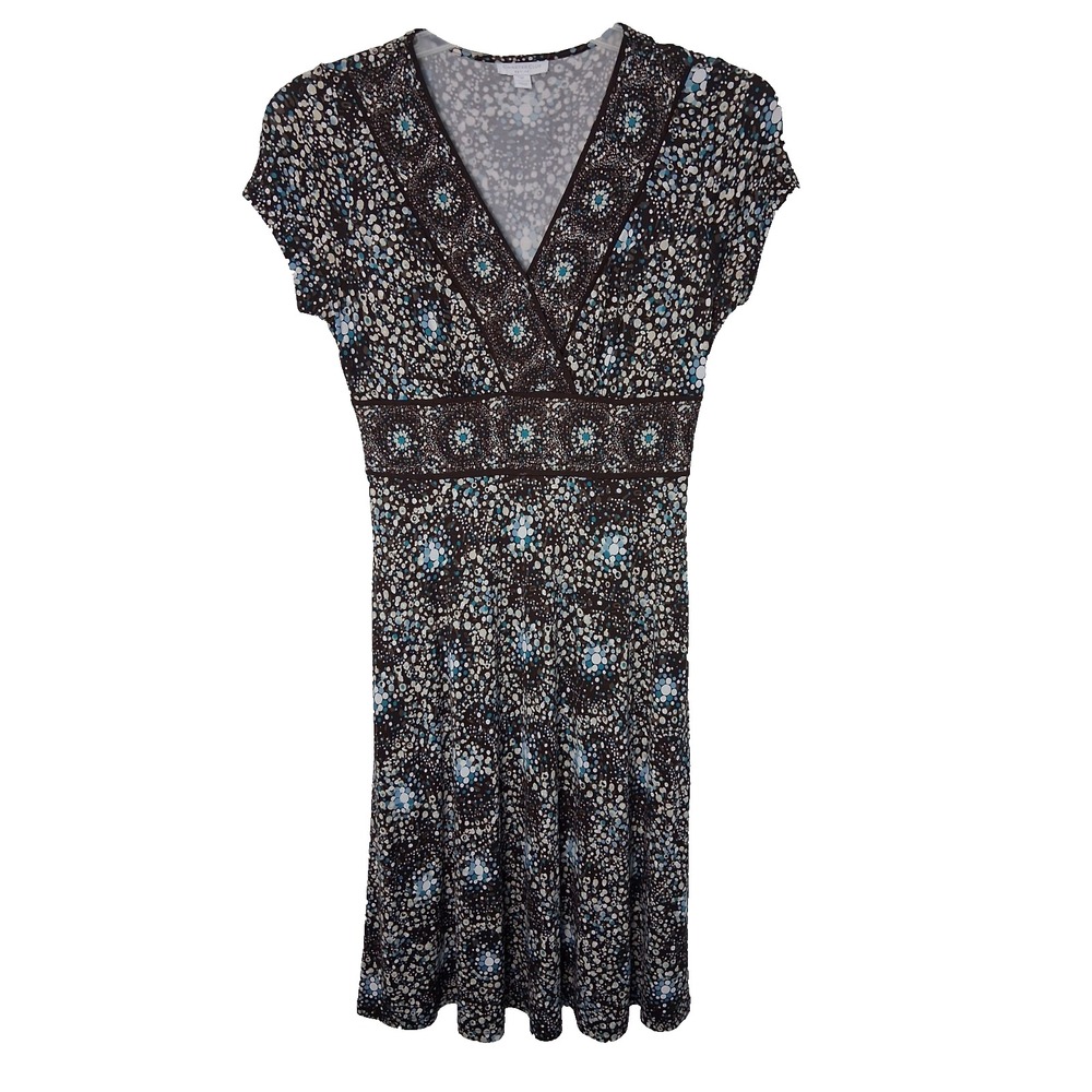 Y2K Vintage Baby Doll Charter Club Size 4 Dress‎ Brown Geo Print Empire Waist